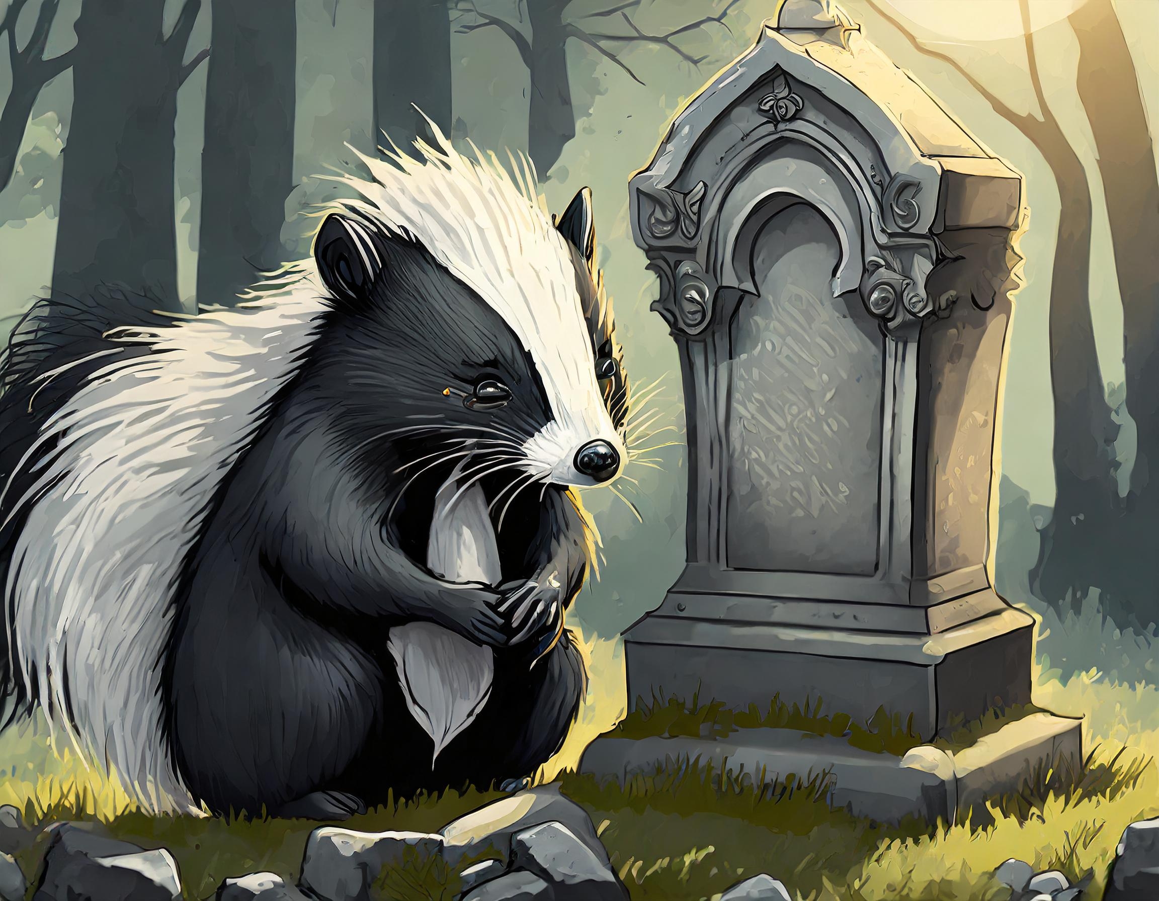 Sad skunk mourning Skunk Software's death.